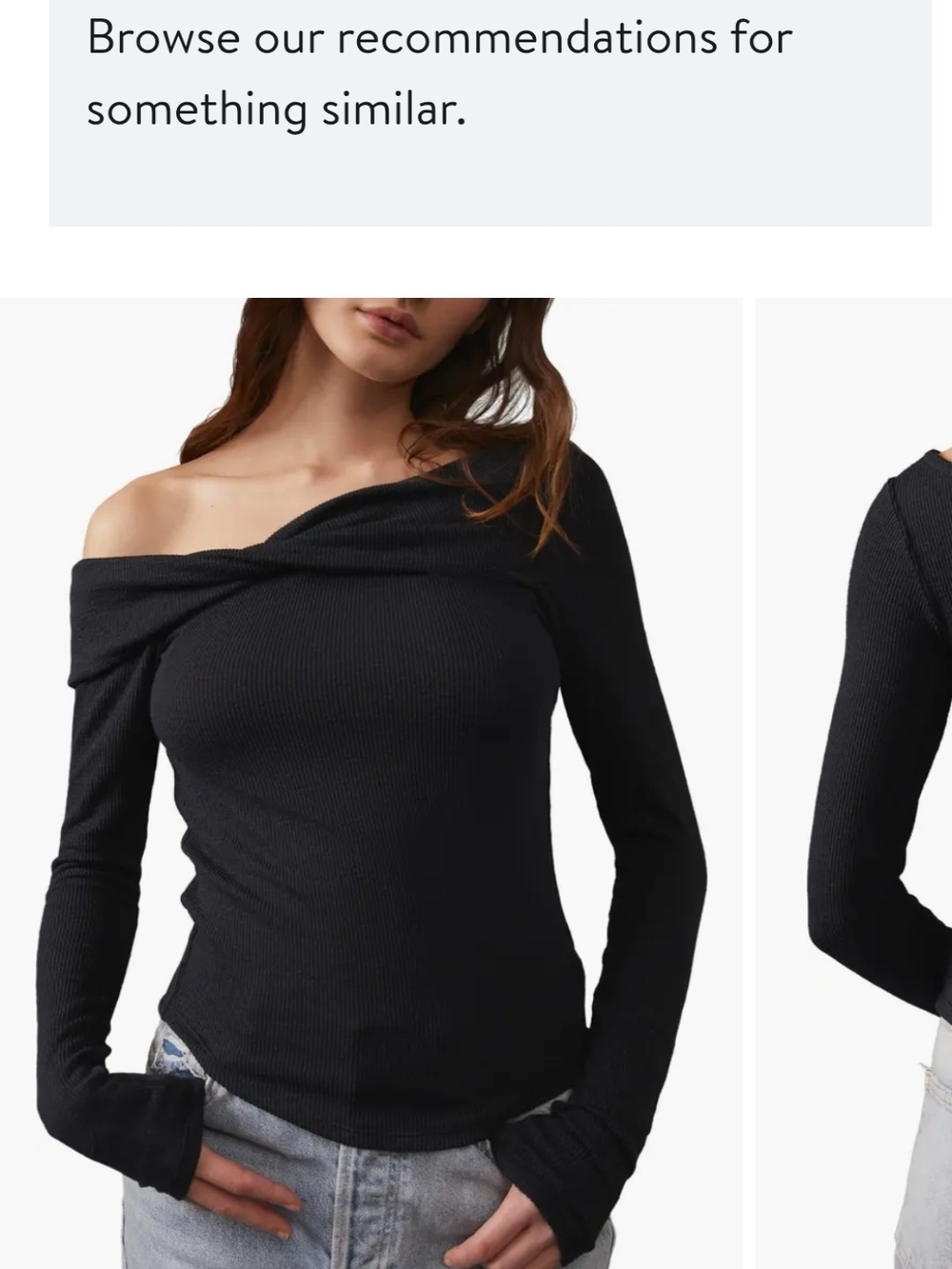 We The Free Addie Layering Top In Black Off-Shoulder Long-Sleeve Sz S